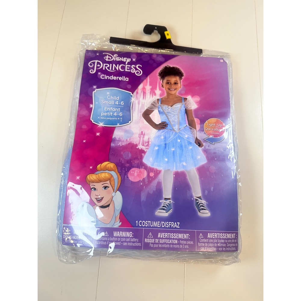 Disney Princess Cinderella Costume Kids Size 4-6 Light-Up Blue Dress 8408493